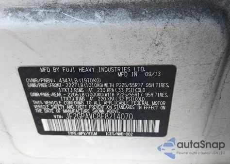 2014 Subaru Xv Crosstrek 2.0I Premium z USA, uszkodzony, nr VIN JF2GPAVC8E8214070